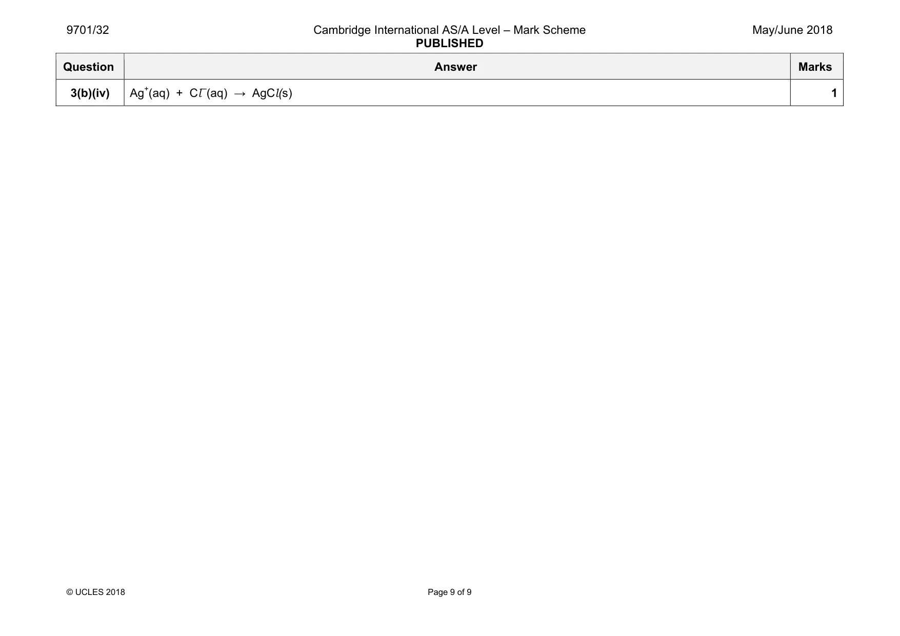 Mark scheme, page 9 of 9
