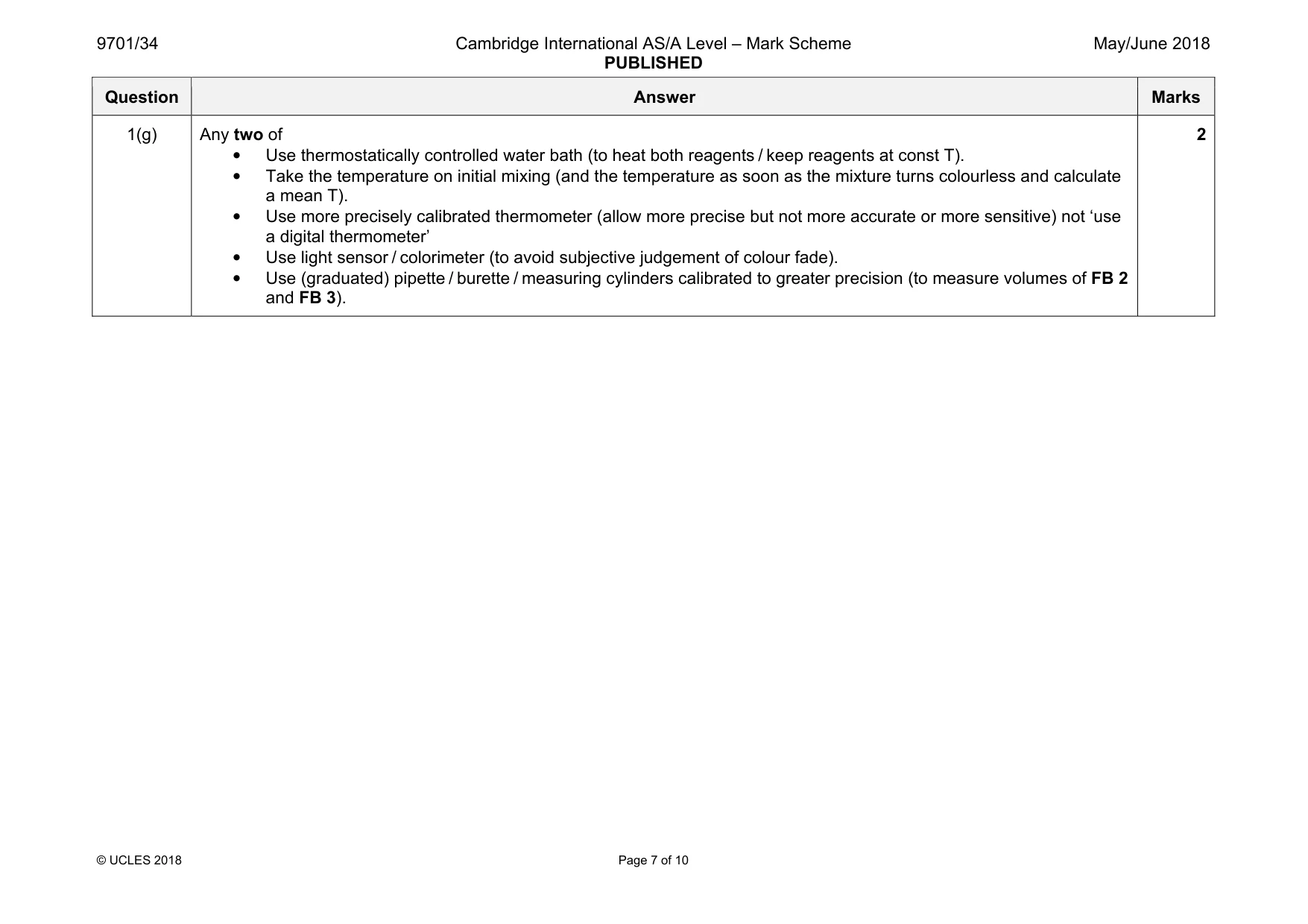 Mark scheme, page 7 of 10