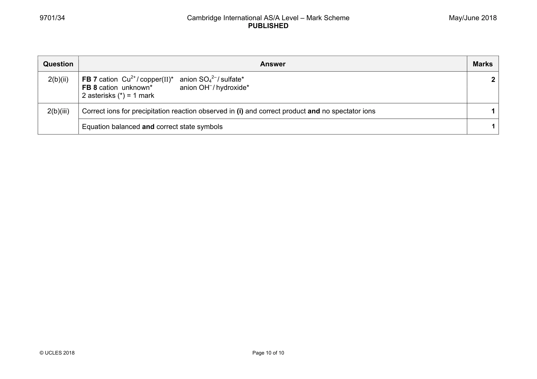 Mark scheme, page 10 of 10