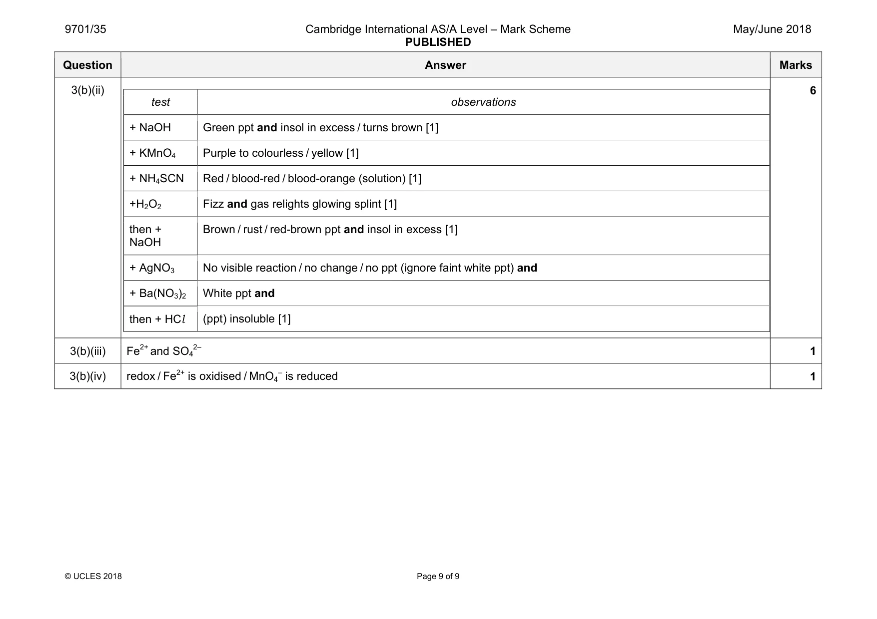 Mark scheme, page 9 of 9