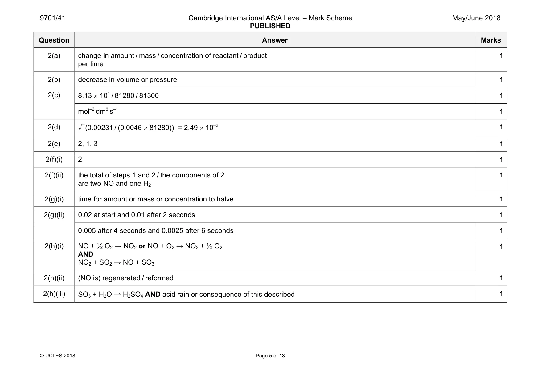 Mark scheme, page 5 of 13