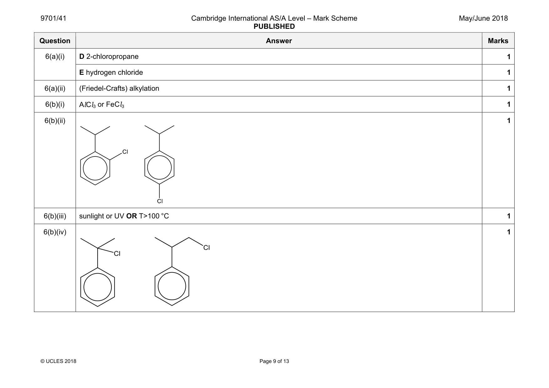 Mark scheme, page 9 of 13