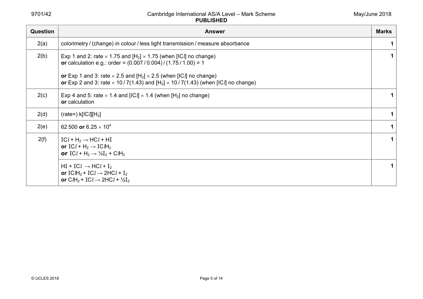 Mark scheme, page 5 of 14