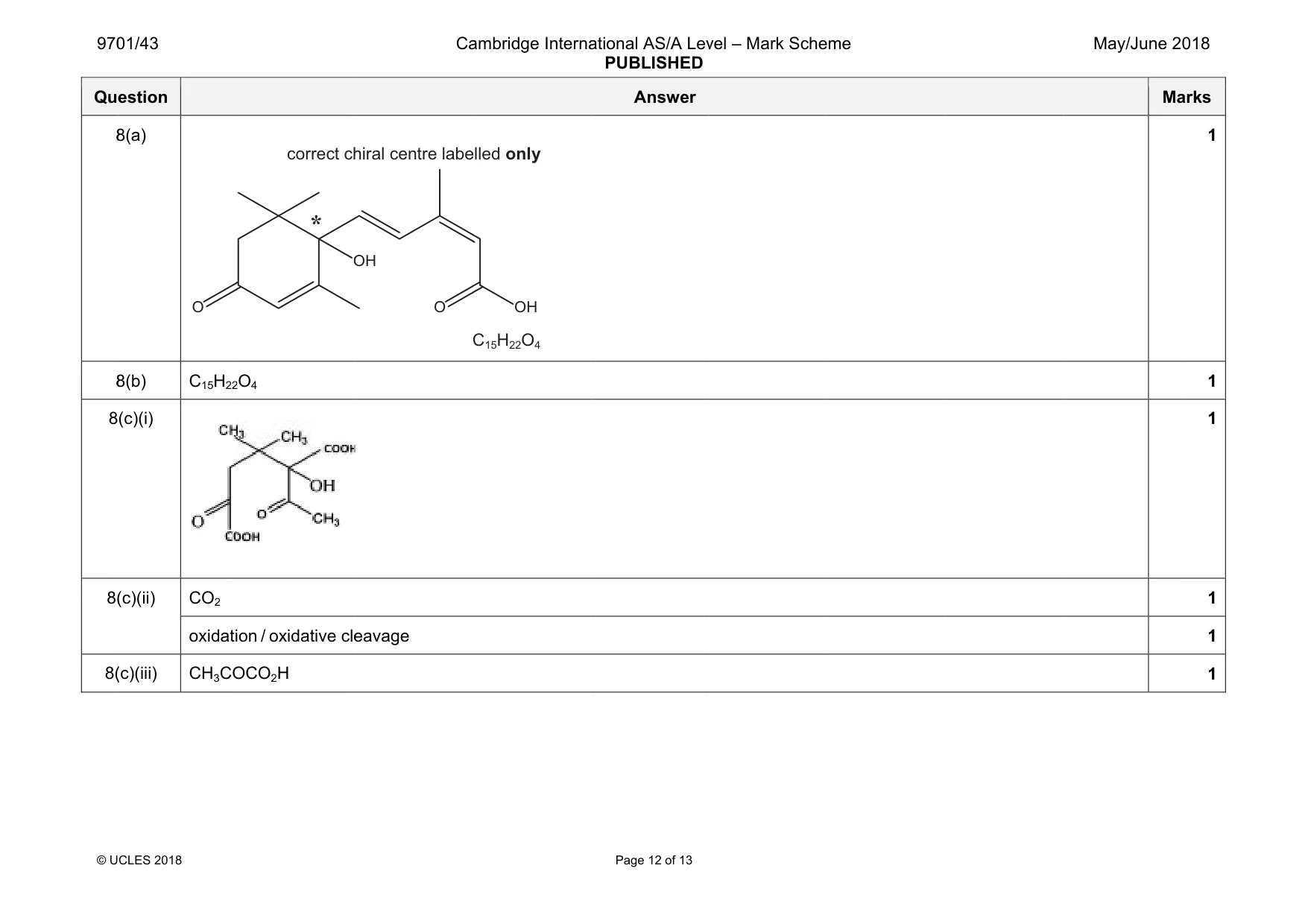 Mark scheme, page 12 of 13