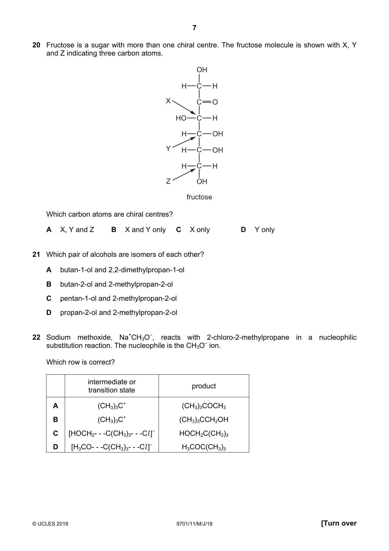 Cambridge A Level Chemistry 9701 2018 May/June Paper 1 · Variant 1 question paper, page 7 of 16