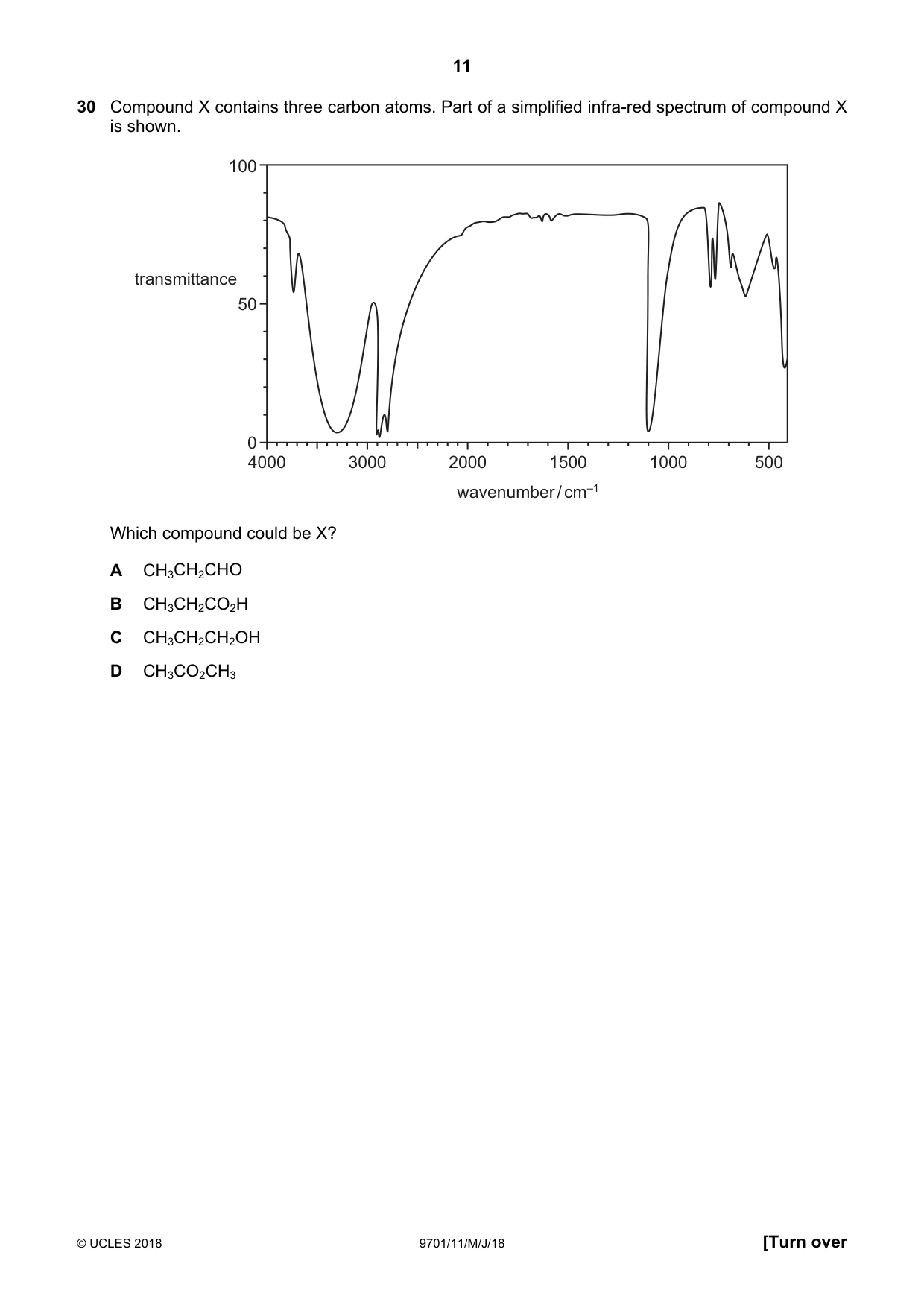 Cambridge A Level Chemistry 9701 2018 May/June Paper 1 · Variant 1 question paper, page 11 of 16