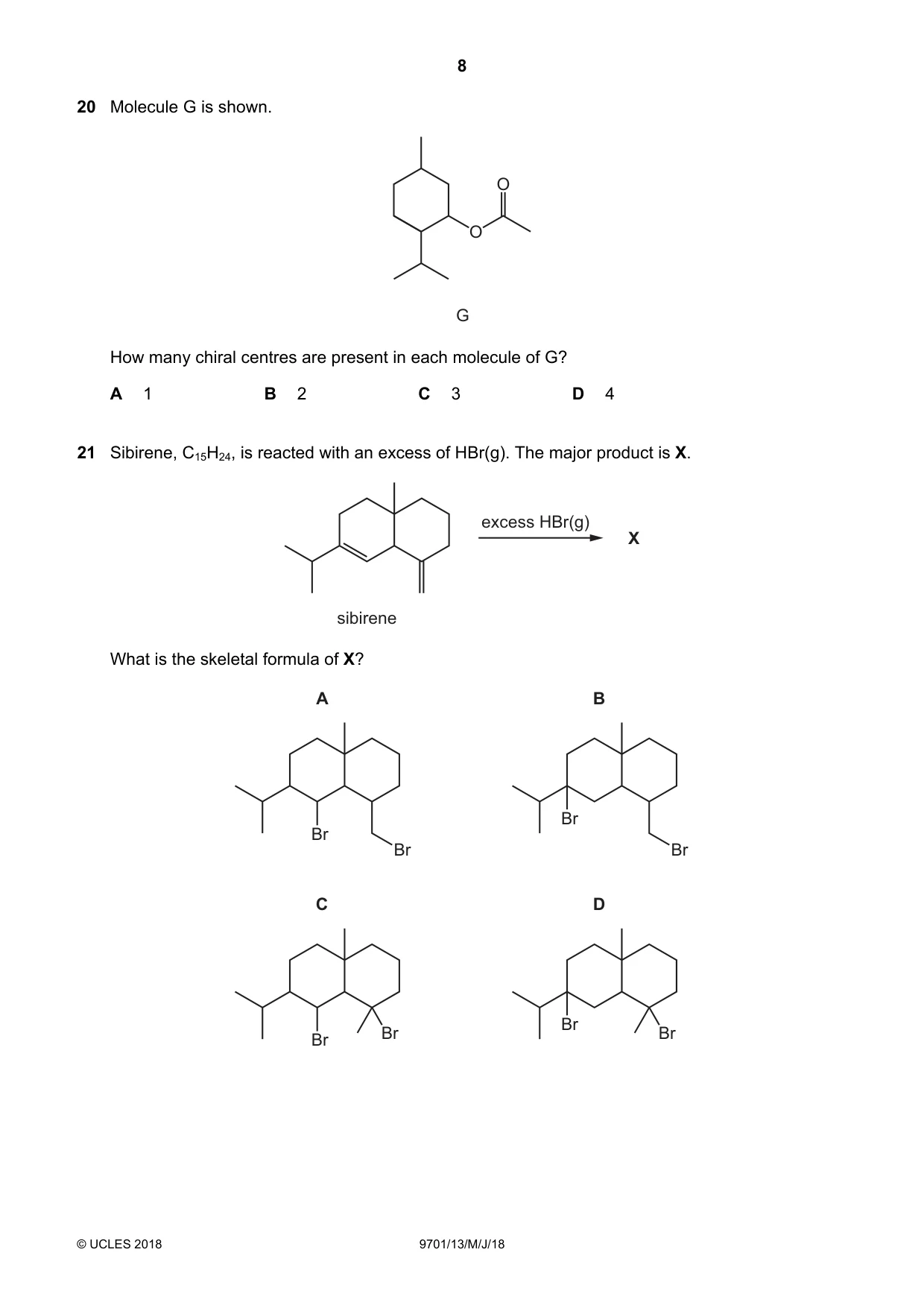 Cambridge A Level Chemistry 9701 2018 May/June Paper 1 · Variant 3 question paper, page 8 of 16