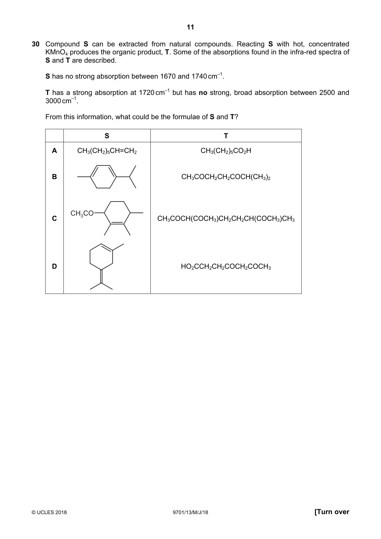 Cambridge A Level Chemistry 9701 2018 May/June Paper 1 · Variant 3 question paper, page 11 of 16