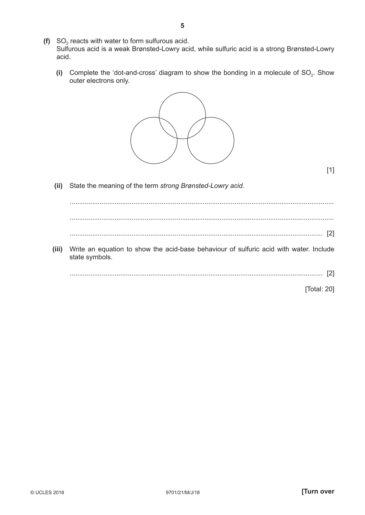 Cambridge A Level Chemistry 9701 2018 May/June Paper 2 · Variant 1 question paper, page 5 of 12