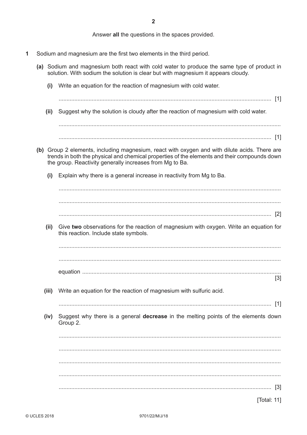 Cambridge A Level Chemistry 9701 2018 May/June Paper 2 · Variant 2 question paper, page 2 of 12