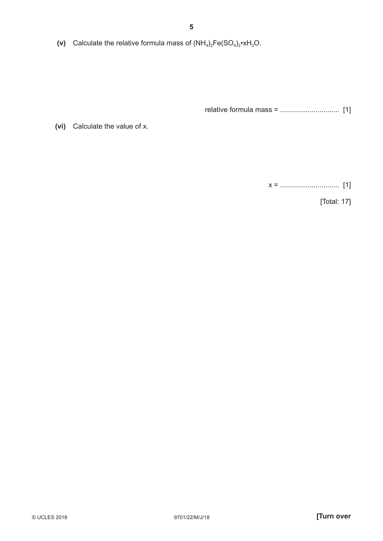 Cambridge A Level Chemistry 9701 2018 May/June Paper 2 · Variant 2 question paper, page 5 of 12