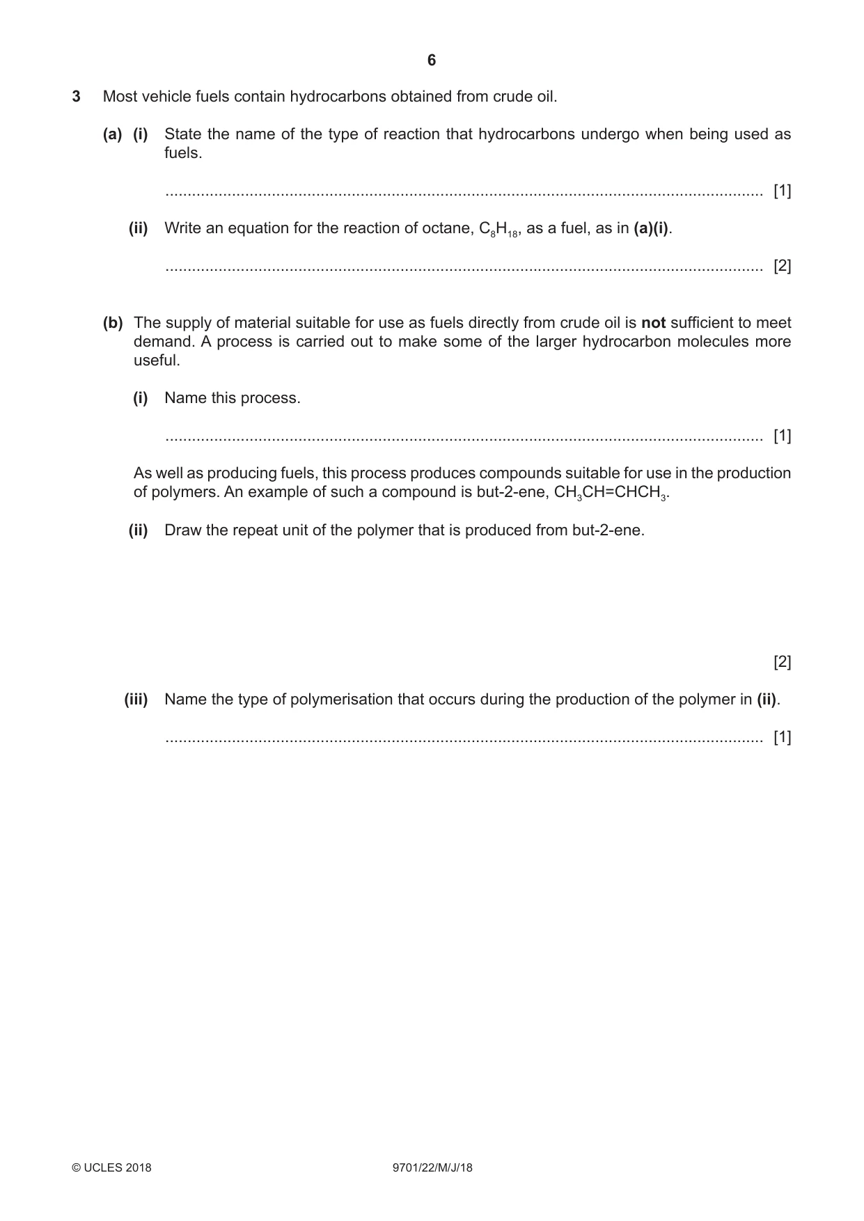 Cambridge A Level Chemistry 9701 2018 May/June Paper 2 · Variant 2 question paper, page 6 of 12