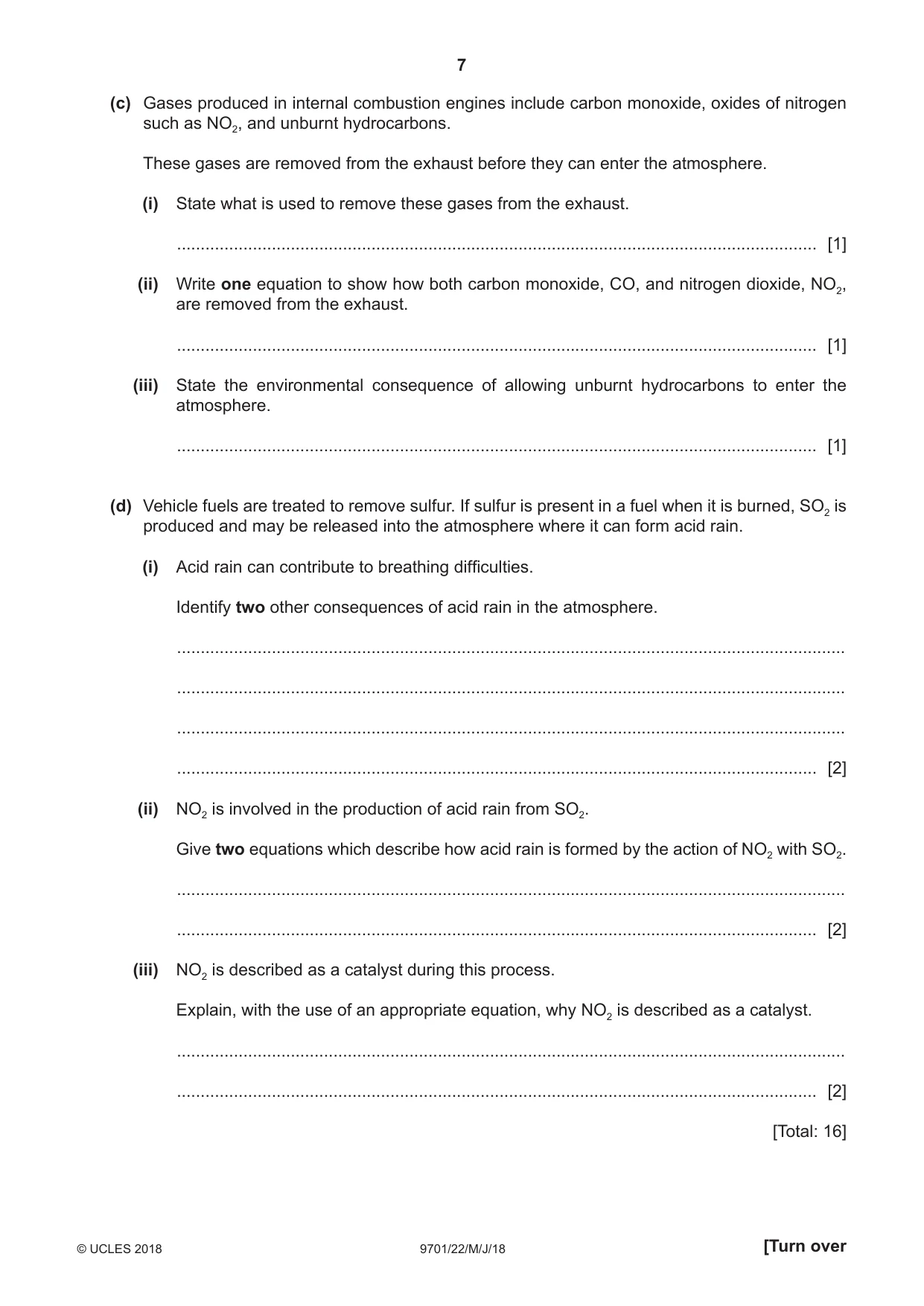 Cambridge A Level Chemistry 9701 2018 May/June Paper 2 · Variant 2 question paper, page 7 of 12