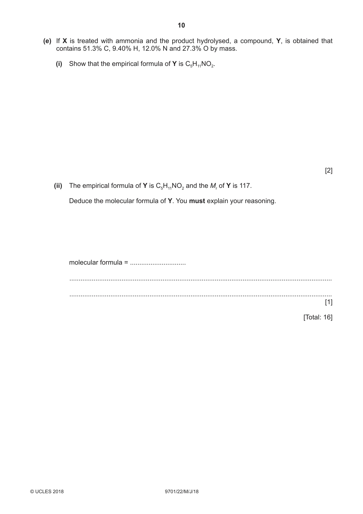 Cambridge A Level Chemistry 9701 2018 May/June Paper 2 · Variant 2 question paper, page 10 of 12