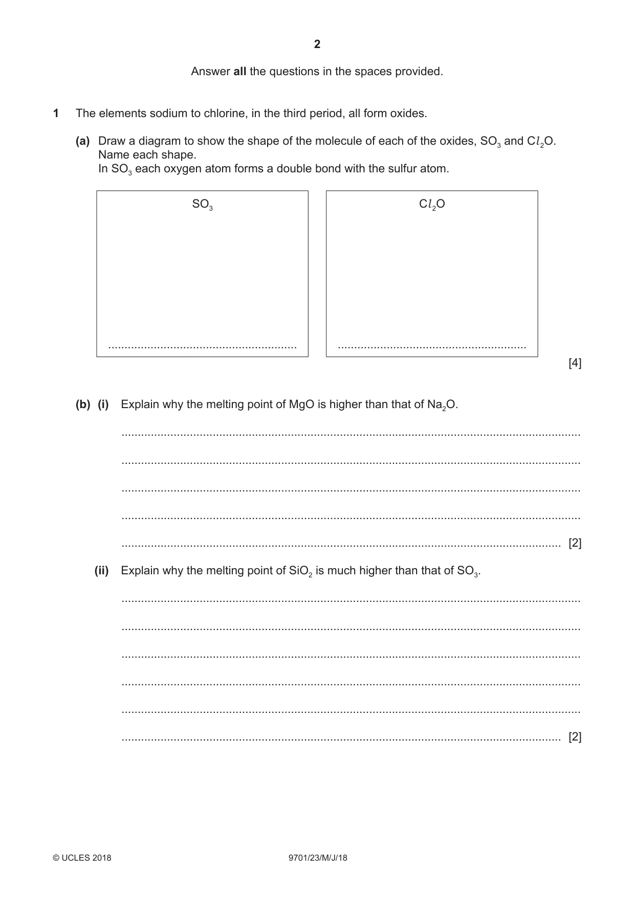 Cambridge A Level Chemistry 9701 2018 May/June Paper 2 · Variant 3 question paper, page 2 of 12