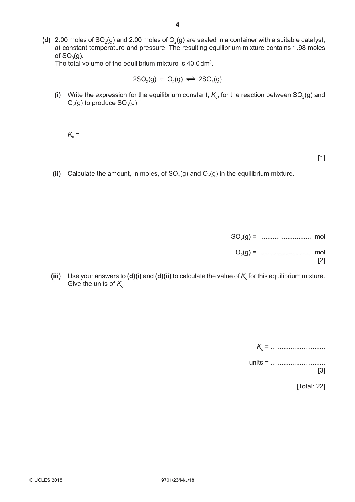 Cambridge A Level Chemistry 9701 2018 May/June Paper 2 · Variant 3 question paper, page 4 of 12