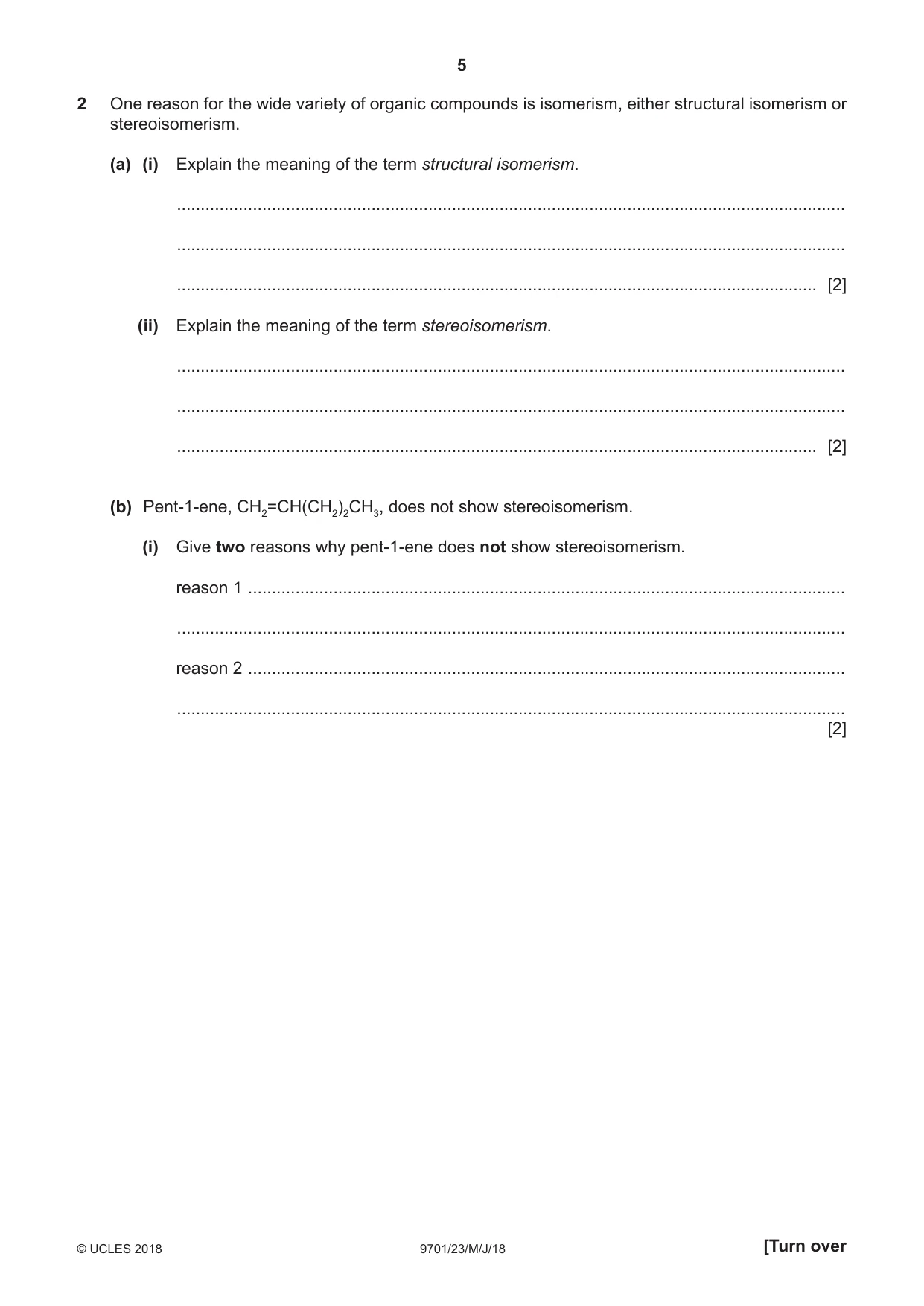 Cambridge A Level Chemistry 9701 2018 May/June Paper 2 · Variant 3 question paper, page 5 of 12