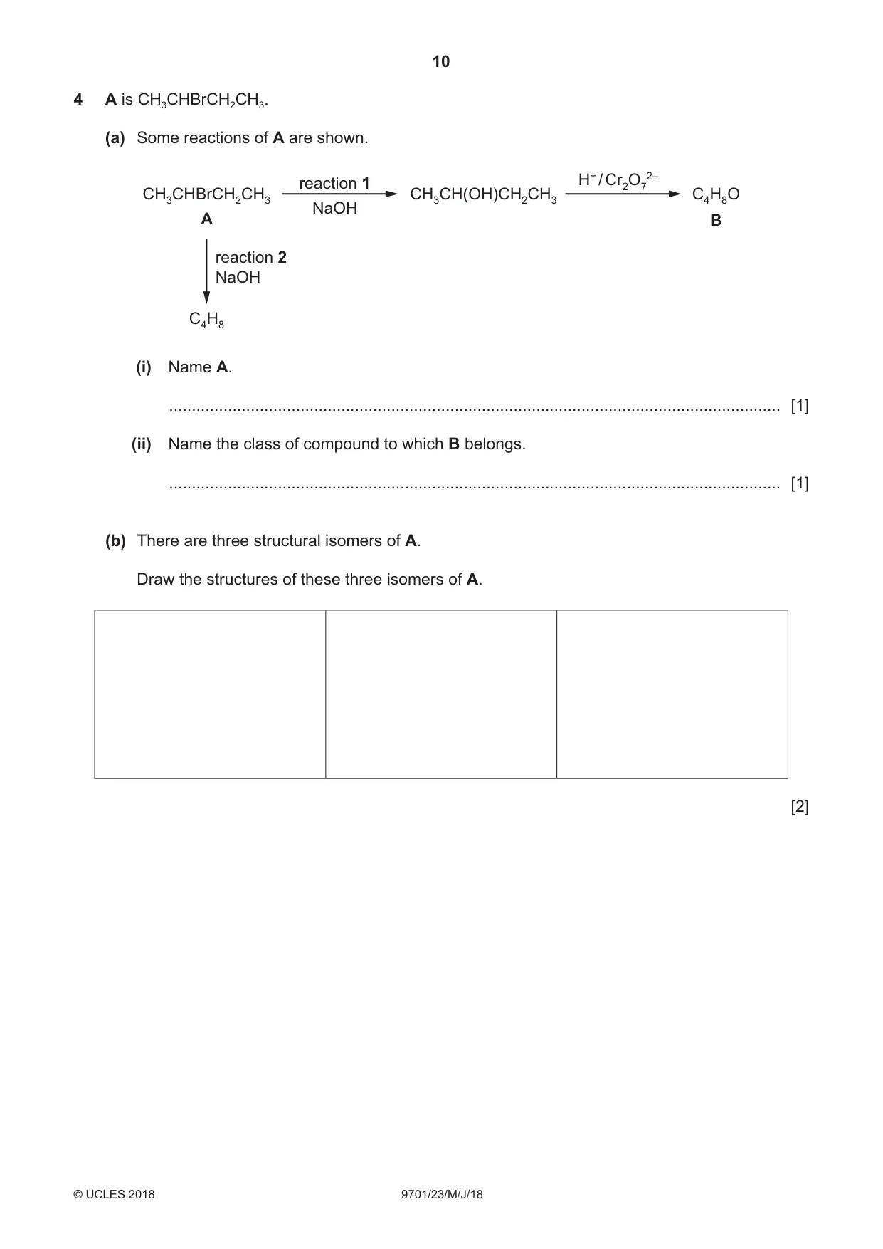Cambridge A Level Chemistry 9701 2018 May/June Paper 2 · Variant 3 question paper, page 10 of 12