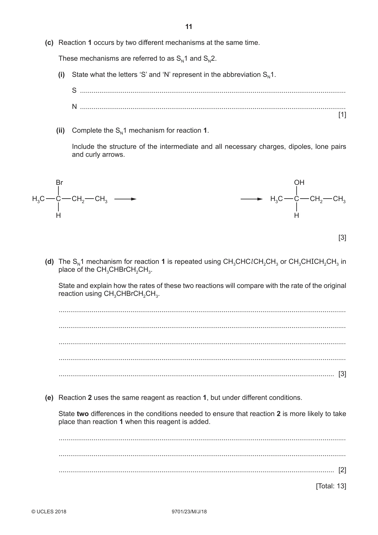 Cambridge A Level Chemistry 9701 2018 May/June Paper 2 · Variant 3 question paper, page 11 of 12