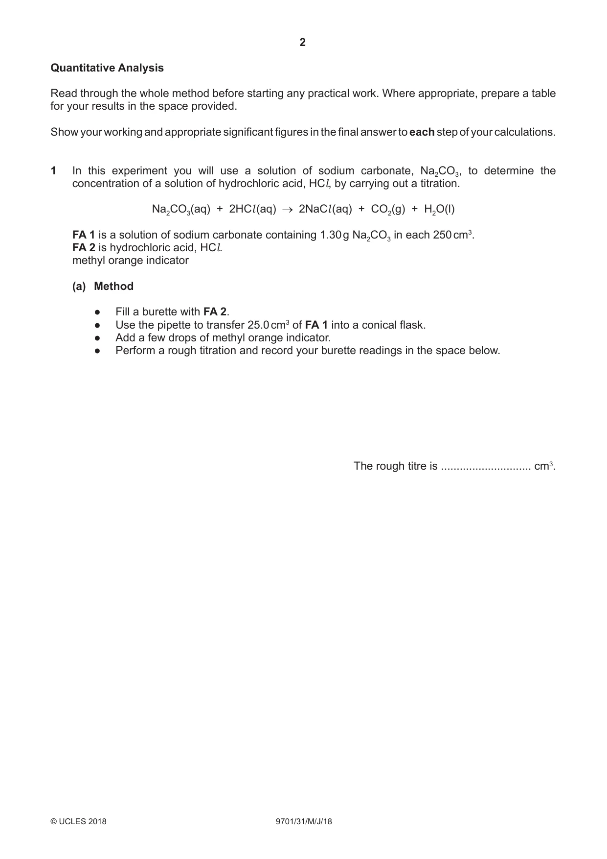 Cambridge A Level Chemistry 9701 2018 May/June Paper 3 · Variant 1 question paper, page 2 of 16