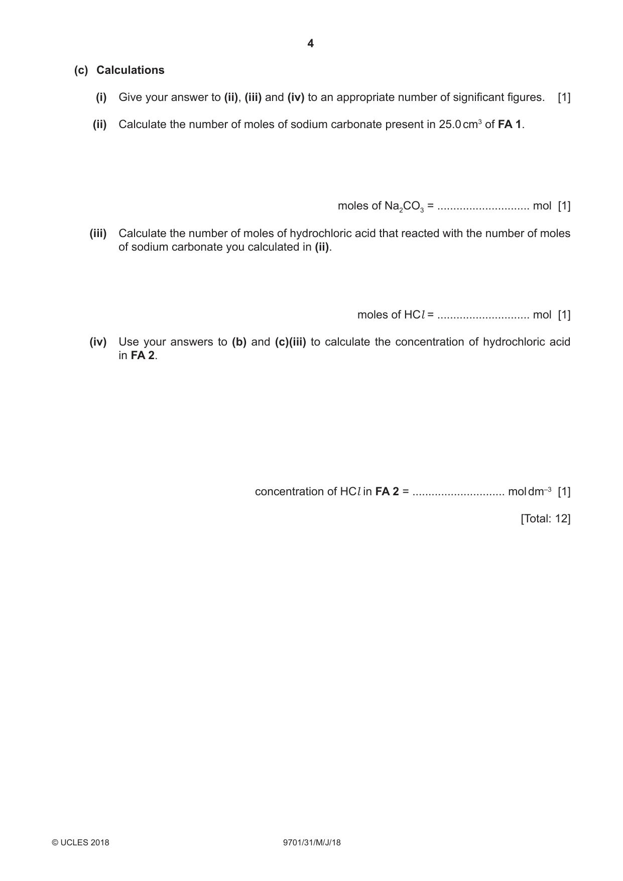 Cambridge A Level Chemistry 9701 2018 May/June Paper 3 · Variant 1 question paper, page 4 of 16