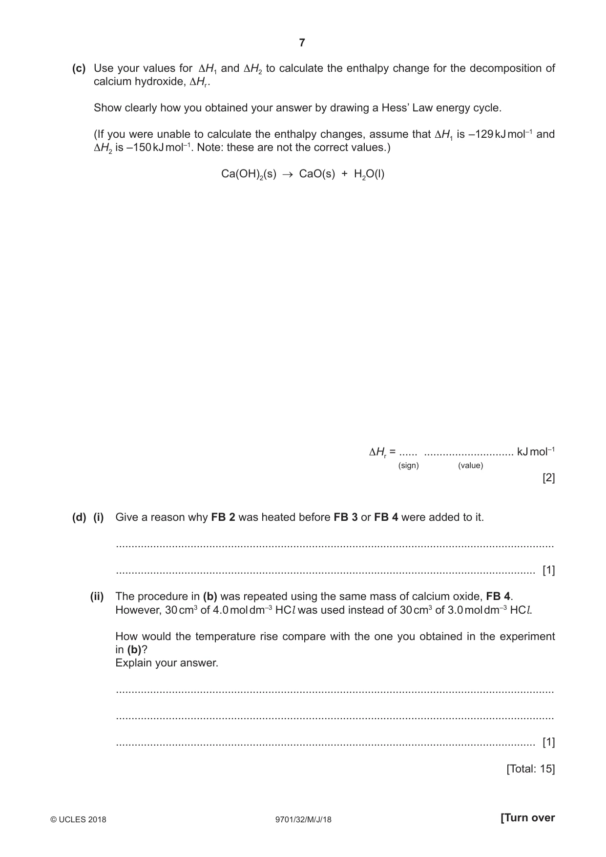 Cambridge A Level Chemistry 9701 2018 May/June Paper 3 · Variant 2 question paper, page 7 of 12