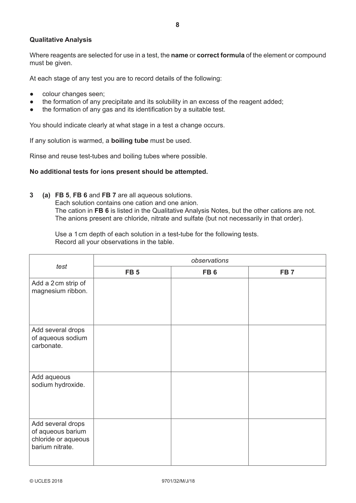 Cambridge A Level Chemistry 9701 2018 May/June Paper 3 · Variant 2 question paper, page 8 of 12