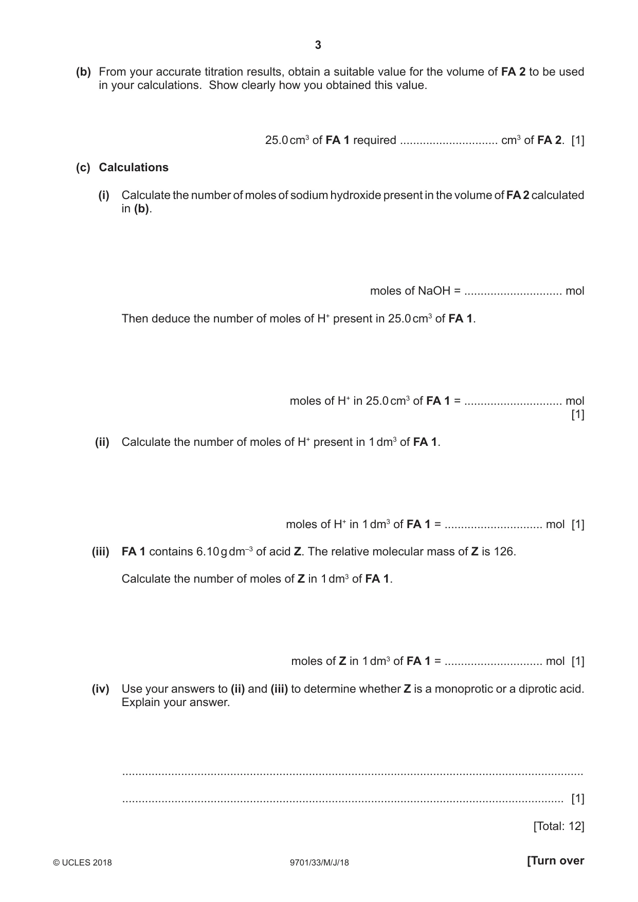 Cambridge A Level Chemistry 9701 2018 May/June Paper 3 · Variant 3 question paper, page 3 of 12