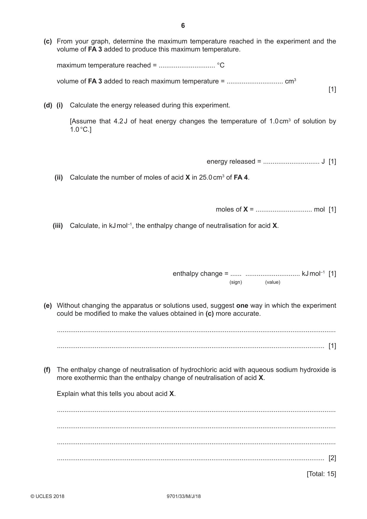 Cambridge A Level Chemistry 9701 2018 May/June Paper 3 · Variant 3 question paper, page 6 of 12