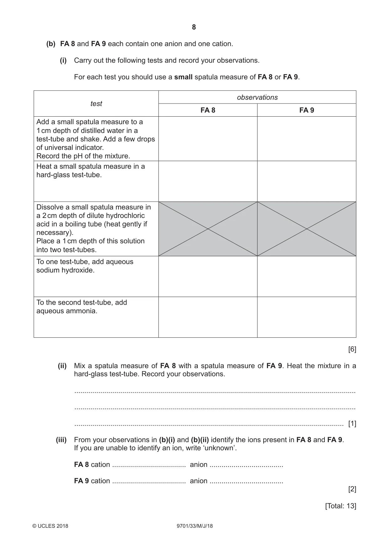 Cambridge A Level Chemistry 9701 2018 May/June Paper 3 · Variant 3 question paper, page 8 of 12