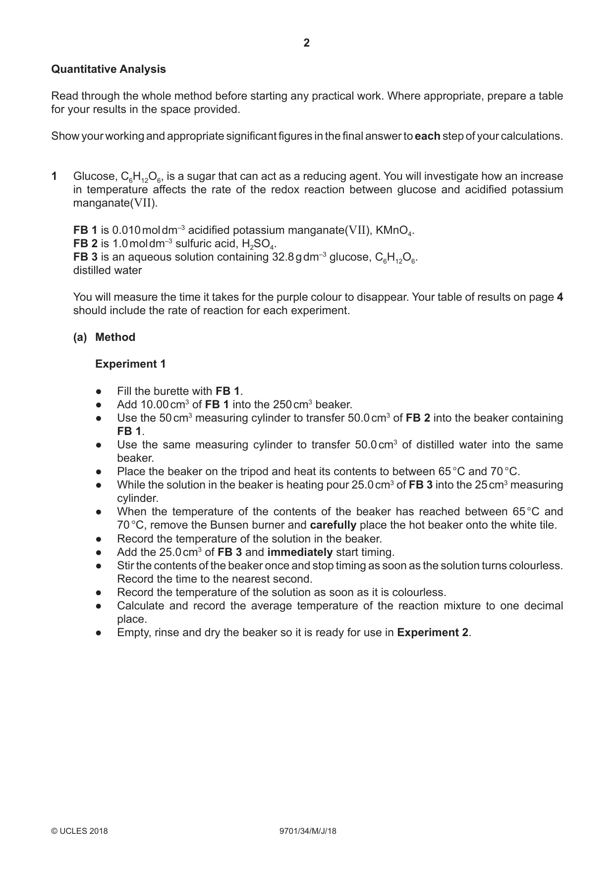Cambridge A Level Chemistry 9701 2018 May/June Paper 3 · Variant 4 question paper, page 2 of 12
