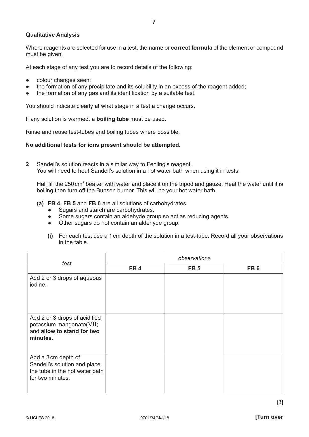 Cambridge A Level Chemistry 9701 2018 May/June Paper 3 · Variant 4 question paper, page 7 of 12
