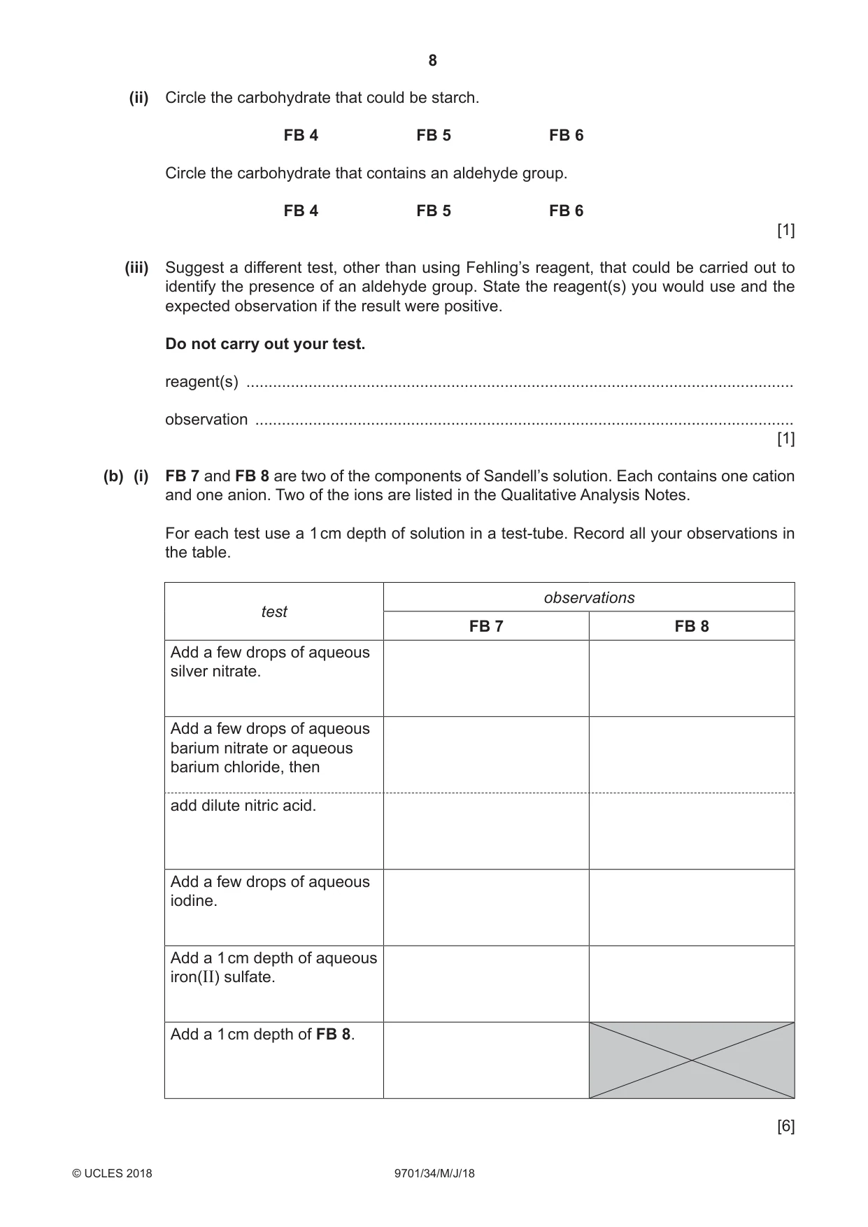 Cambridge A Level Chemistry 9701 2018 May/June Paper 3 · Variant 4 question paper, page 8 of 12