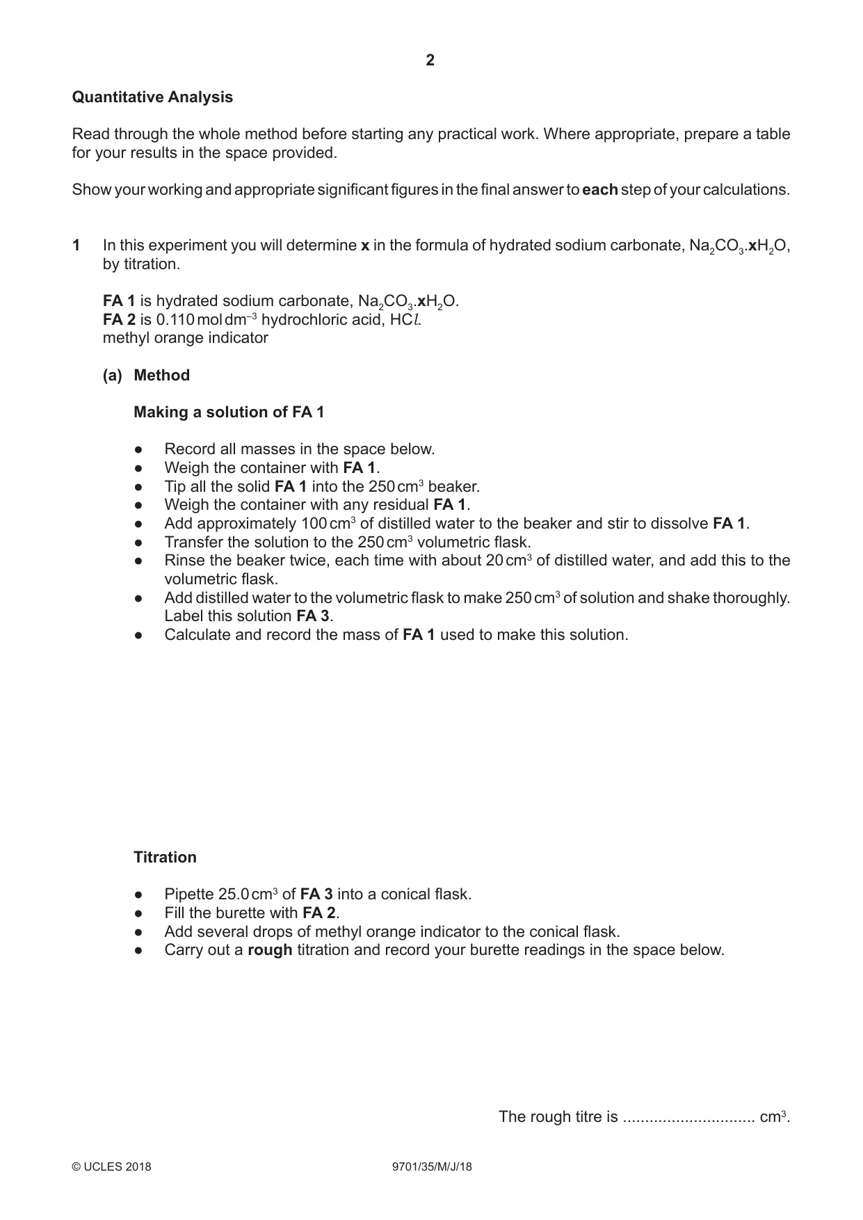 Cambridge A Level Chemistry 9701 2018 May/June Paper 3 · Variant 5 question paper, page 2 of 12