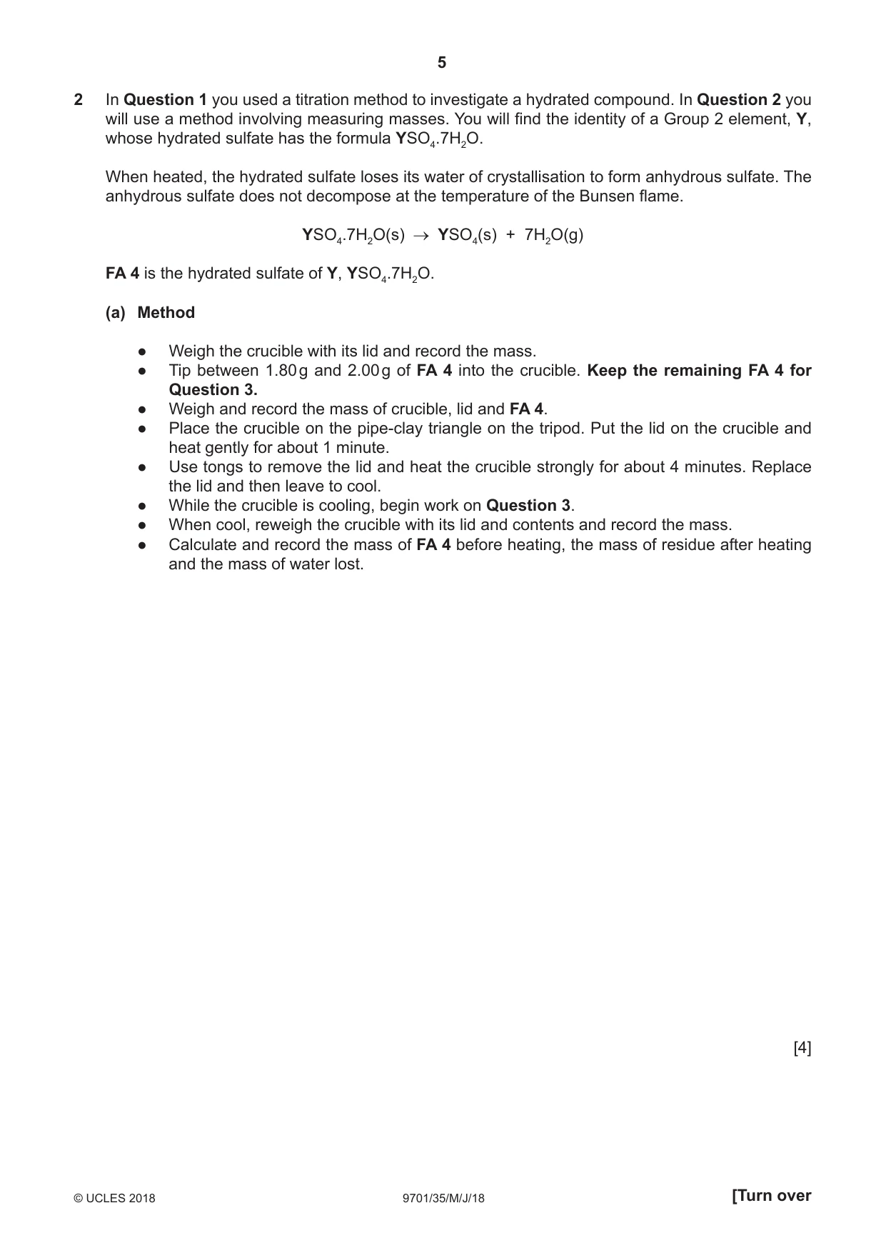 Cambridge A Level Chemistry 9701 2018 May/June Paper 3 · Variant 5 question paper, page 5 of 12
