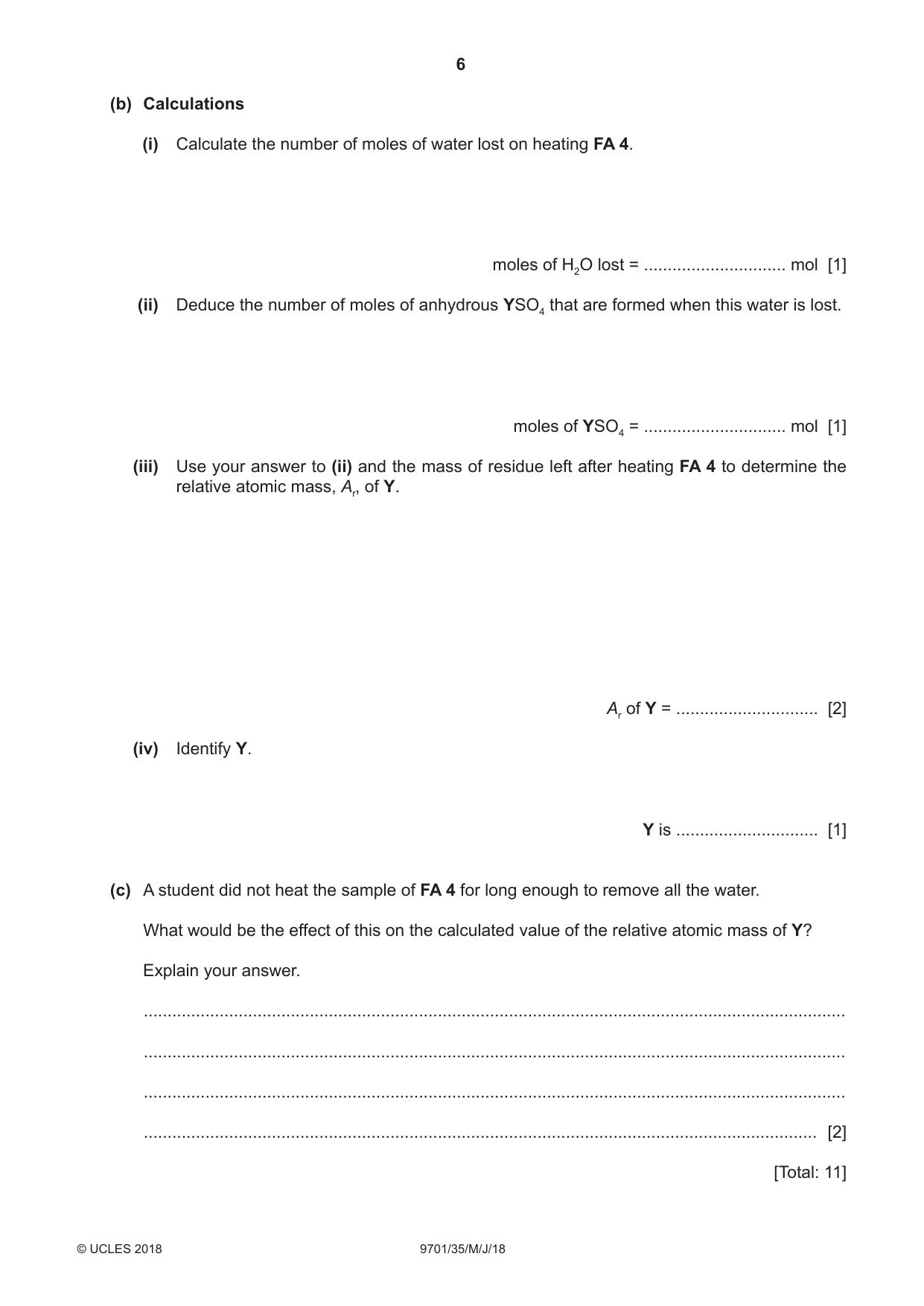Cambridge A Level Chemistry 9701 2018 May/June Paper 3 · Variant 5 question paper, page 6 of 12