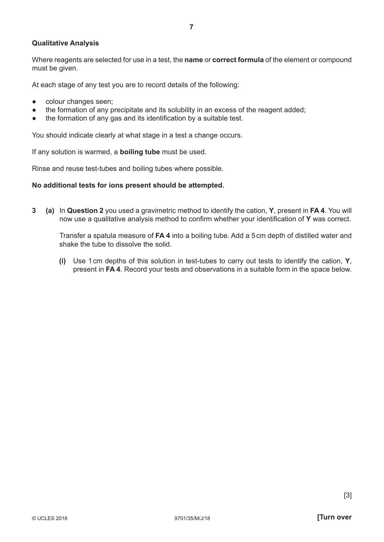 Cambridge A Level Chemistry 9701 2018 May/June Paper 3 · Variant 5 question paper, page 7 of 12