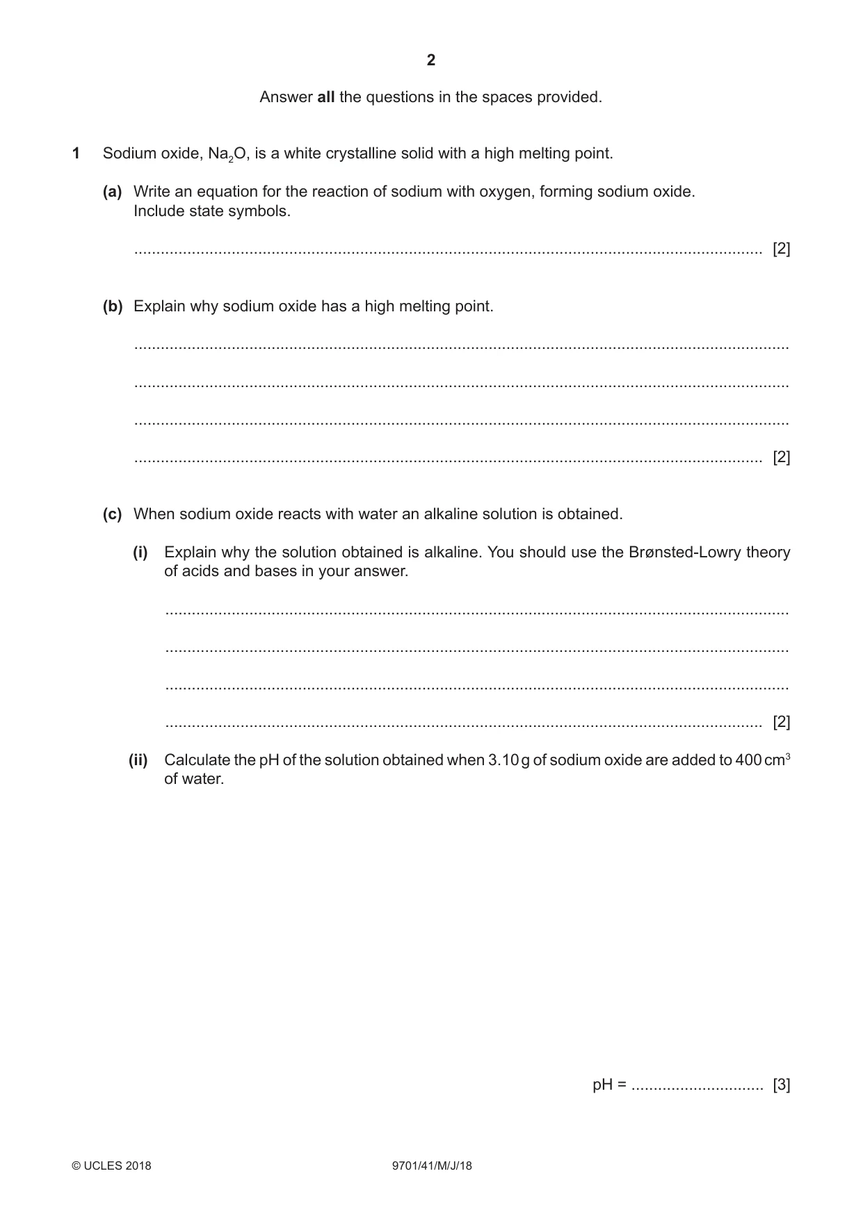 Cambridge A Level Chemistry 9701 2018 May/June Paper 4 · Variant 1 question paper, page 2 of 20