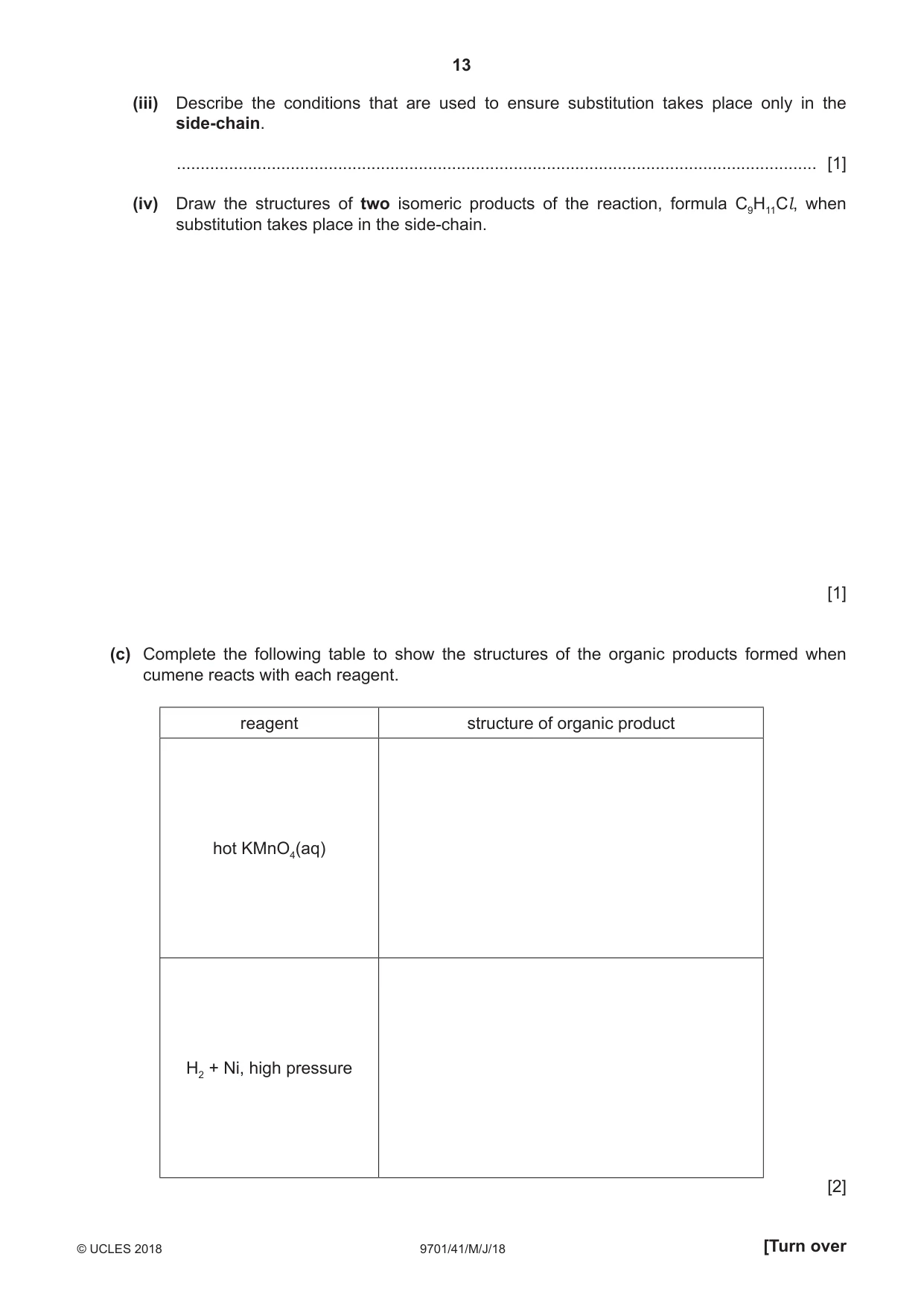 Cambridge A Level Chemistry 9701 2018 May/June Paper 4 · Variant 1 question paper, page 13 of 20
