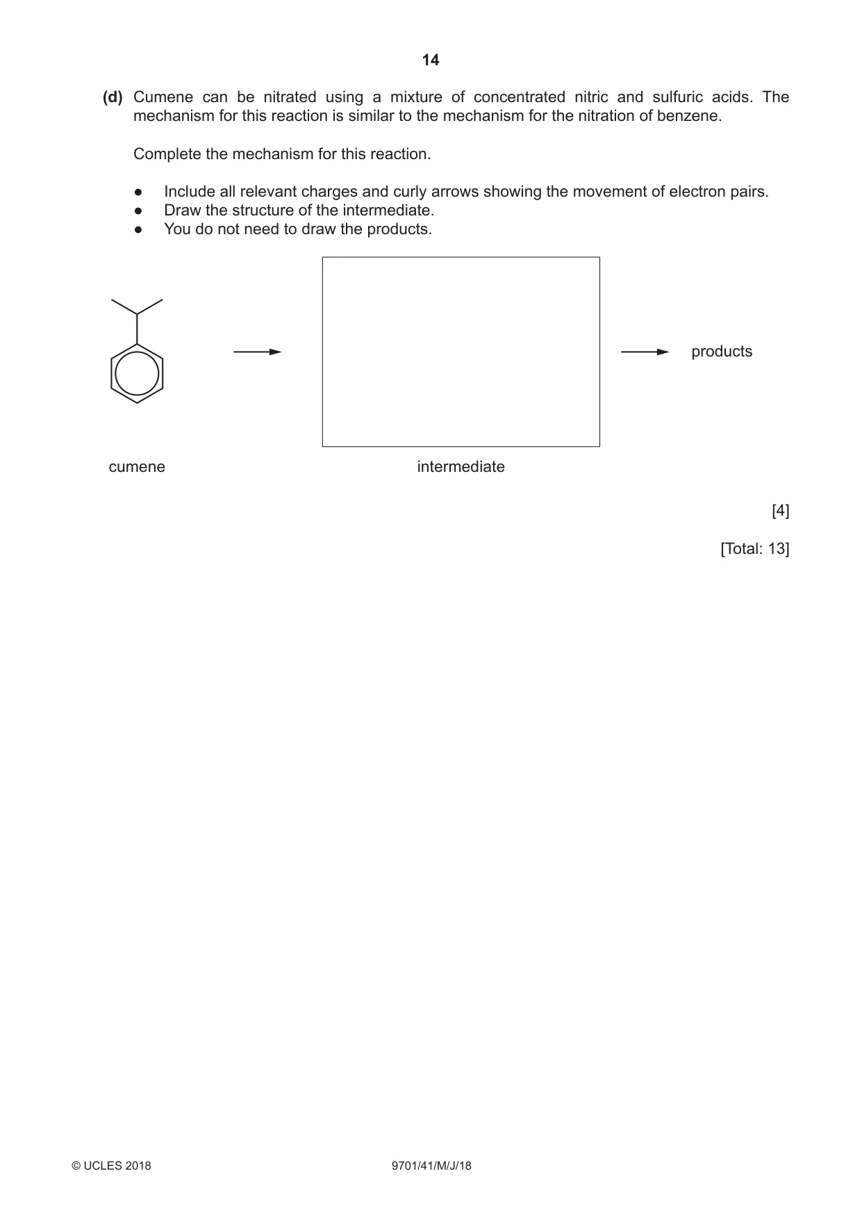 Cambridge A Level Chemistry 9701 2018 May/June Paper 4 · Variant 1 question paper, page 14 of 20