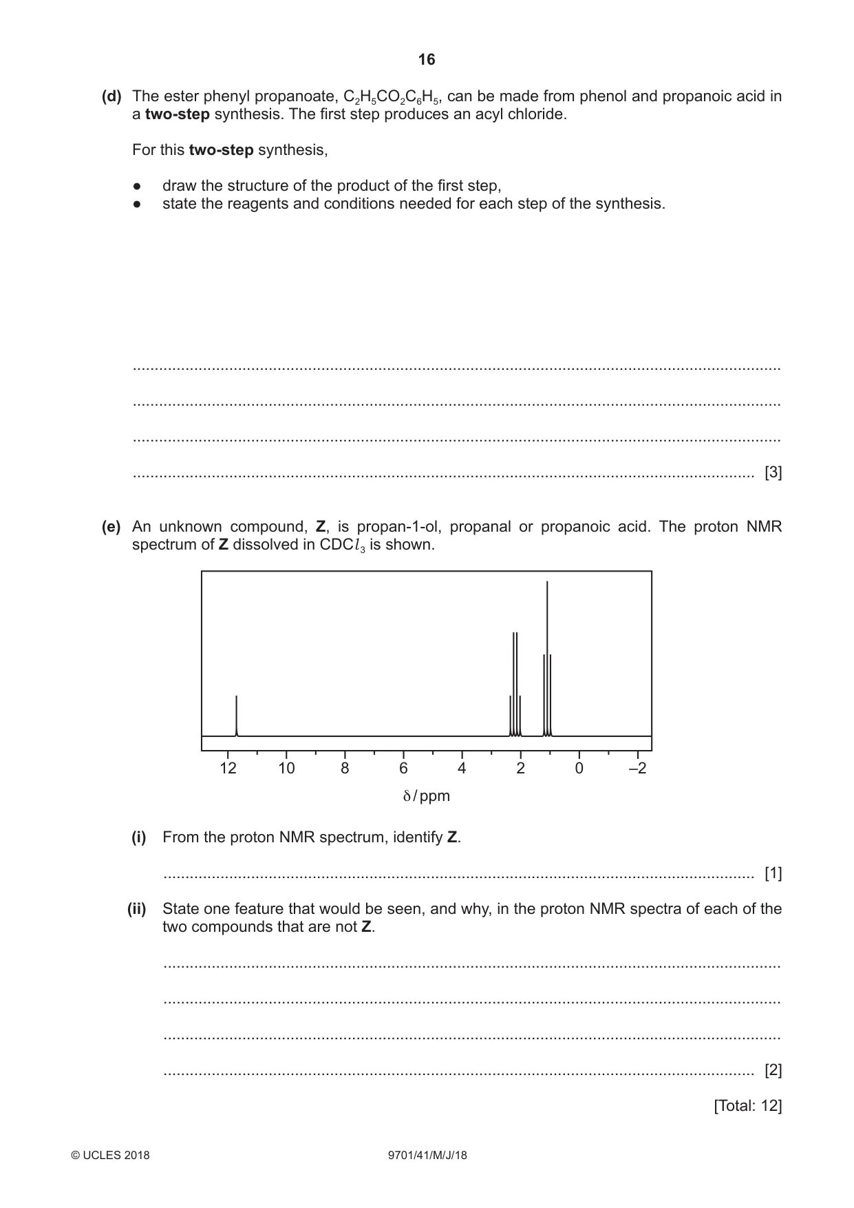 Cambridge A Level Chemistry 9701 2018 May/June Paper 4 · Variant 1 question paper, page 16 of 20