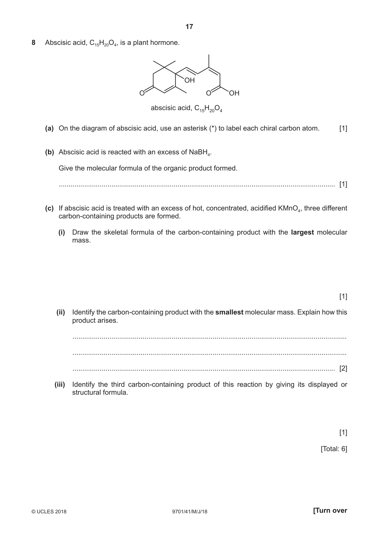 Cambridge A Level Chemistry 9701 2018 May/June Paper 4 · Variant 1 question paper, page 17 of 20