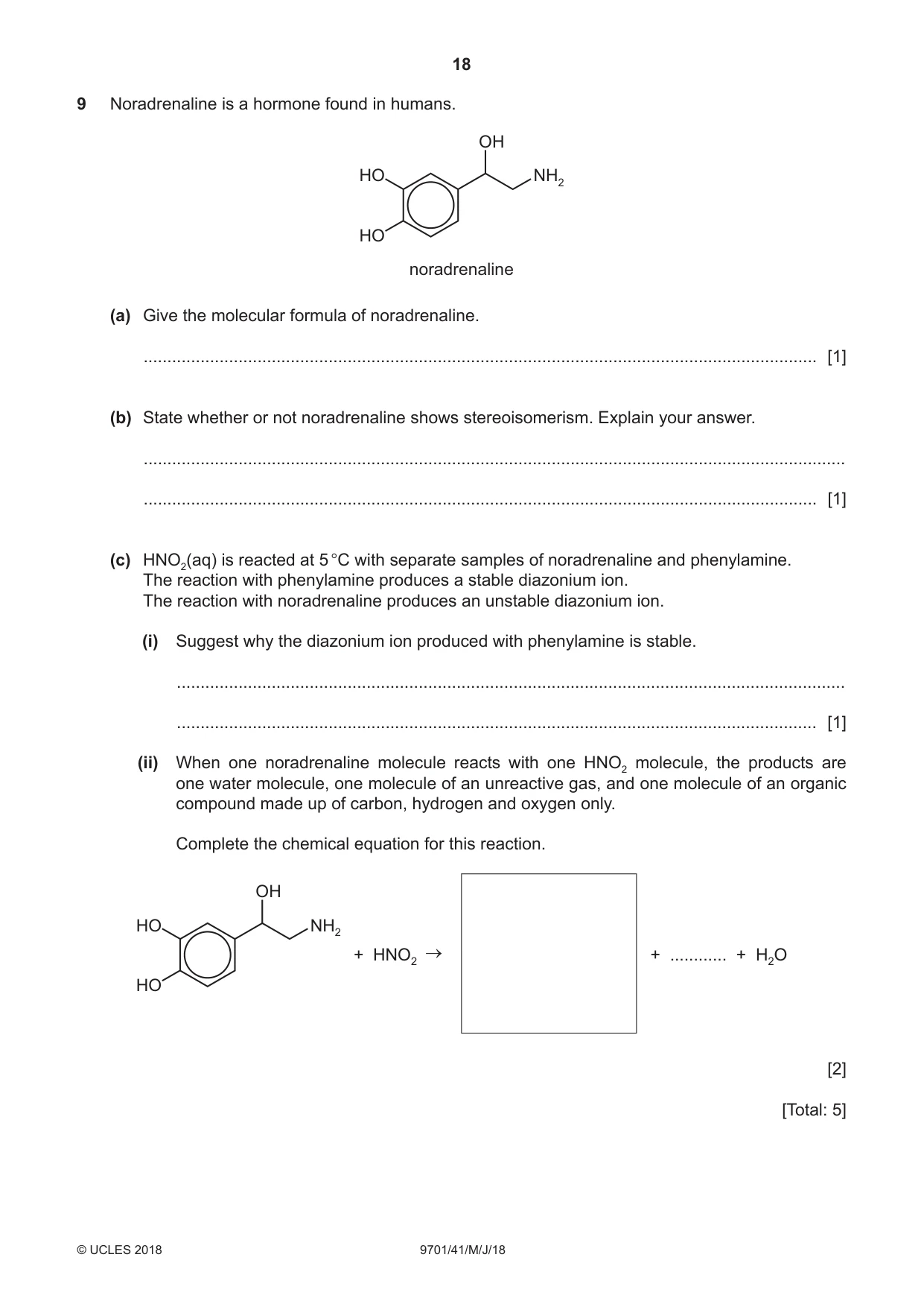 Cambridge A Level Chemistry 9701 2018 May/June Paper 4 · Variant 1 question paper, page 18 of 20