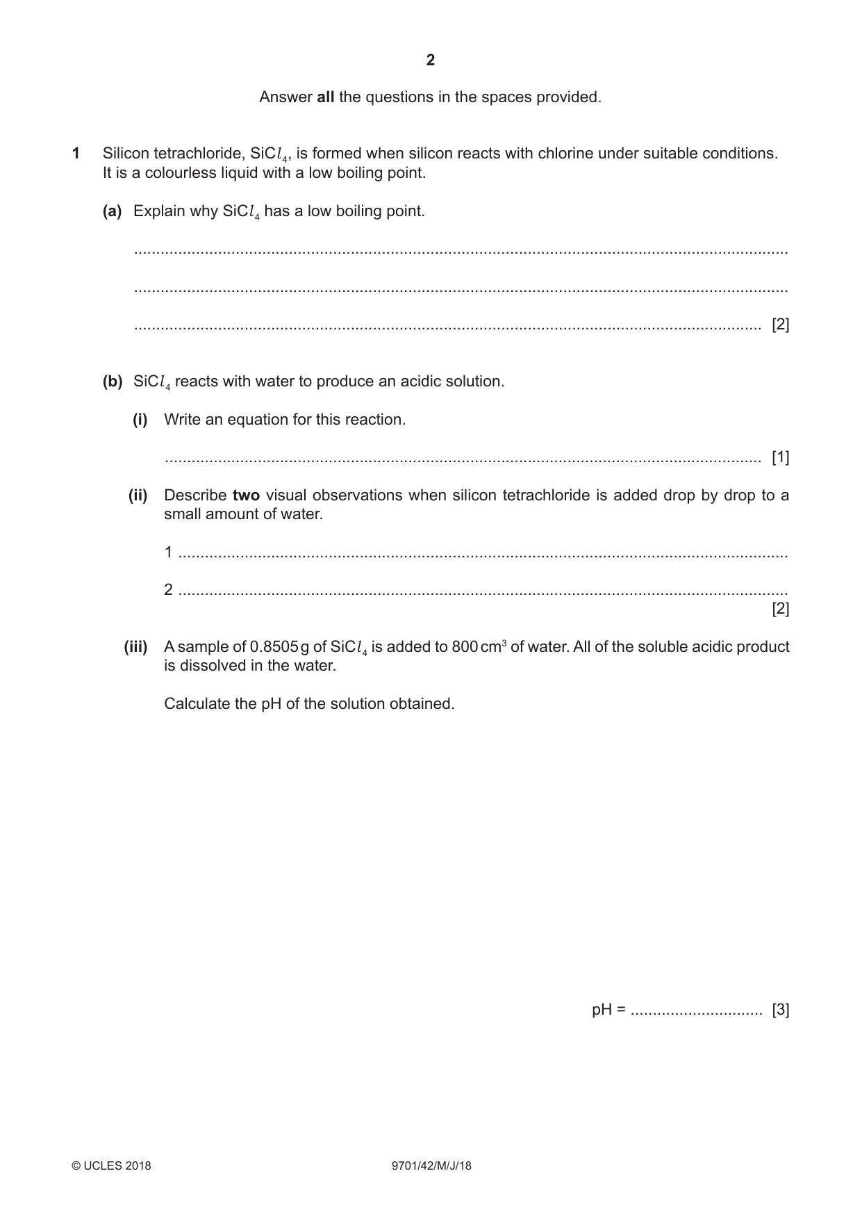 Cambridge A Level Chemistry 9701 2018 May/June Paper 4 · Variant 2 question paper, page 2 of 16