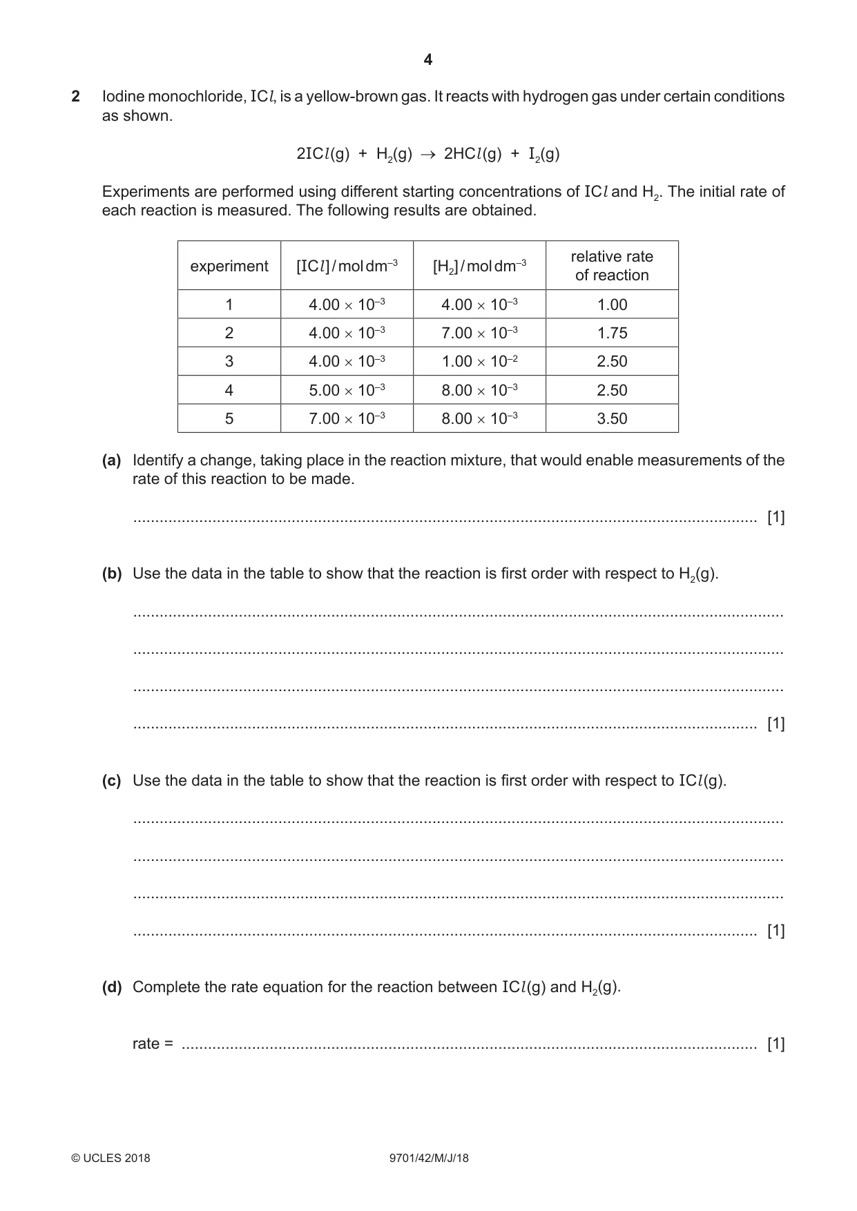 Cambridge A Level Chemistry 9701 2018 May/June Paper 4 · Variant 2 question paper, page 4 of 16