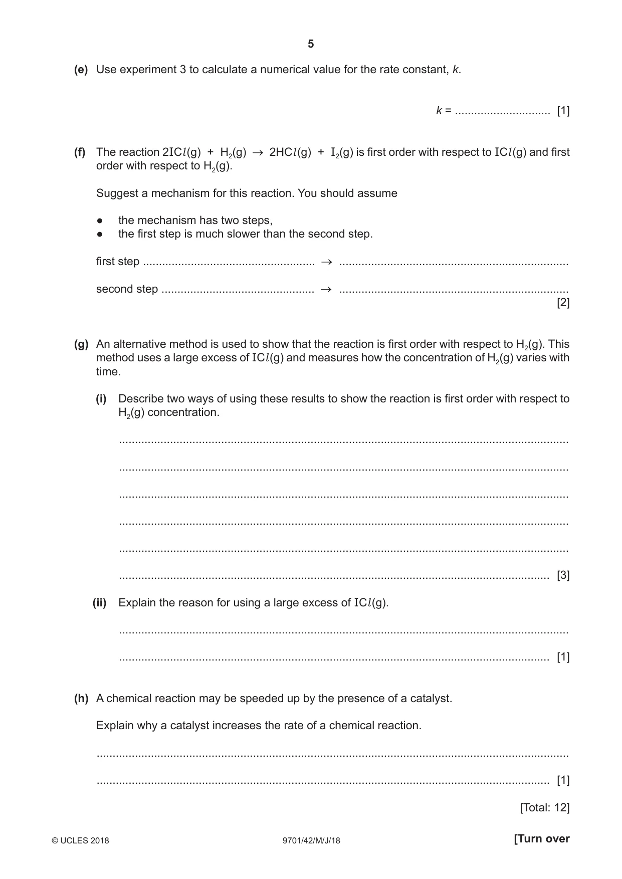 Cambridge A Level Chemistry 9701 2018 May/June Paper 4 · Variant 2 question paper, page 5 of 16