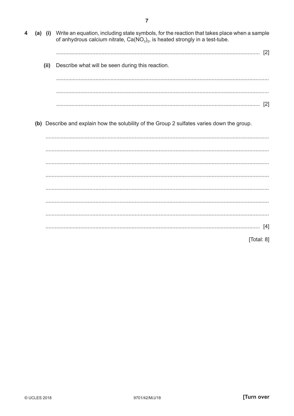 Cambridge A Level Chemistry 9701 2018 May/June Paper 4 · Variant 2 question paper, page 7 of 16