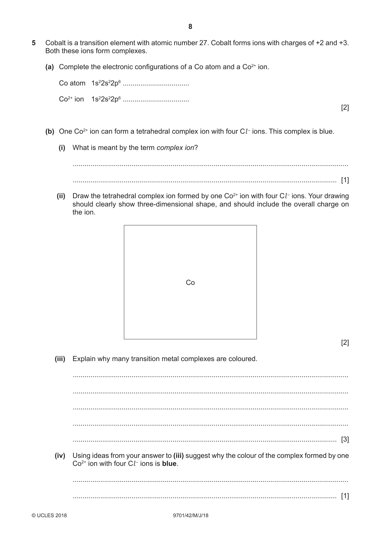 Cambridge A Level Chemistry 9701 2018 May/June Paper 4 · Variant 2 question paper, page 8 of 16
