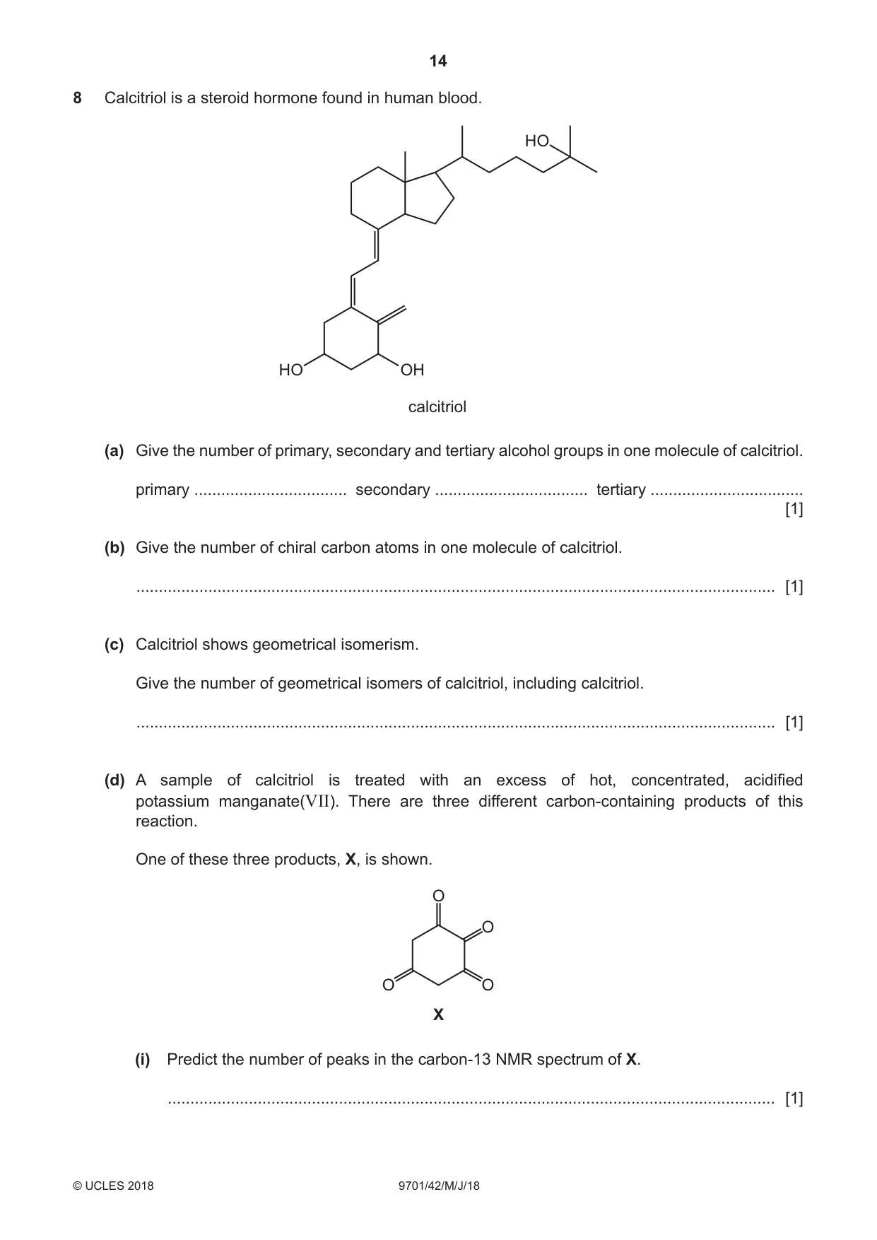 Cambridge A Level Chemistry 9701 2018 May/June Paper 4 · Variant 2 question paper, page 14 of 16