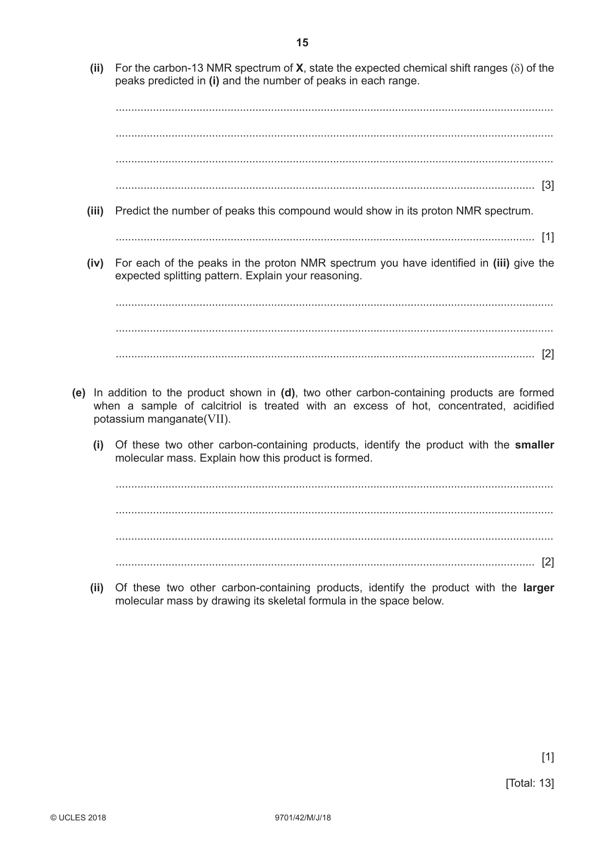 Cambridge A Level Chemistry 9701 2018 May/June Paper 4 · Variant 2 question paper, page 15 of 16